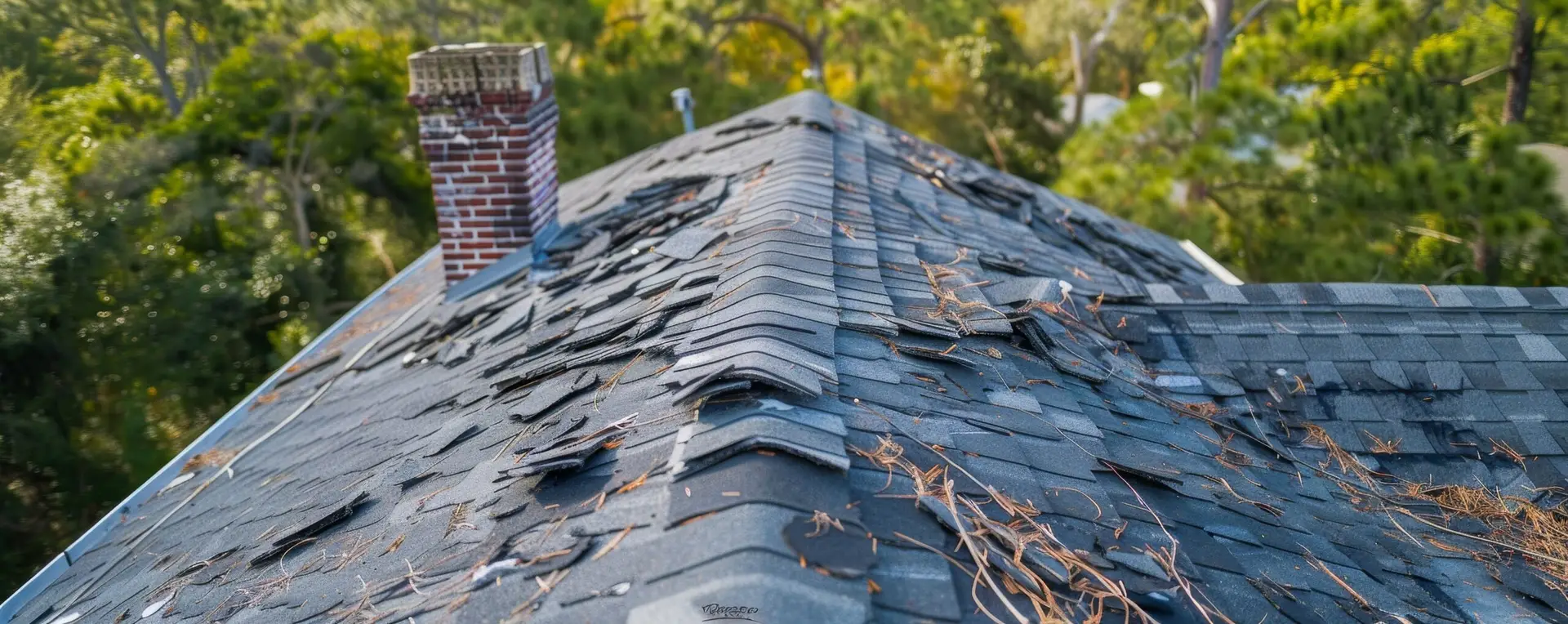 Roof inspection reveals hail damage on shingles.
